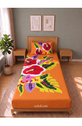 Hand Painted Rayon Bedsheet Set Single Size